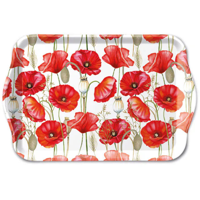 Pipacs virágos műanyag kis tálca 13x21 cm Poppy all over