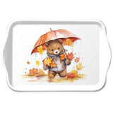 Műanyag konyhai kis tálca 13x21 cm maci esernyővel