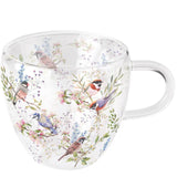 Tavaszi Virágos–madaras borosilicate üveg csésze Busy birds