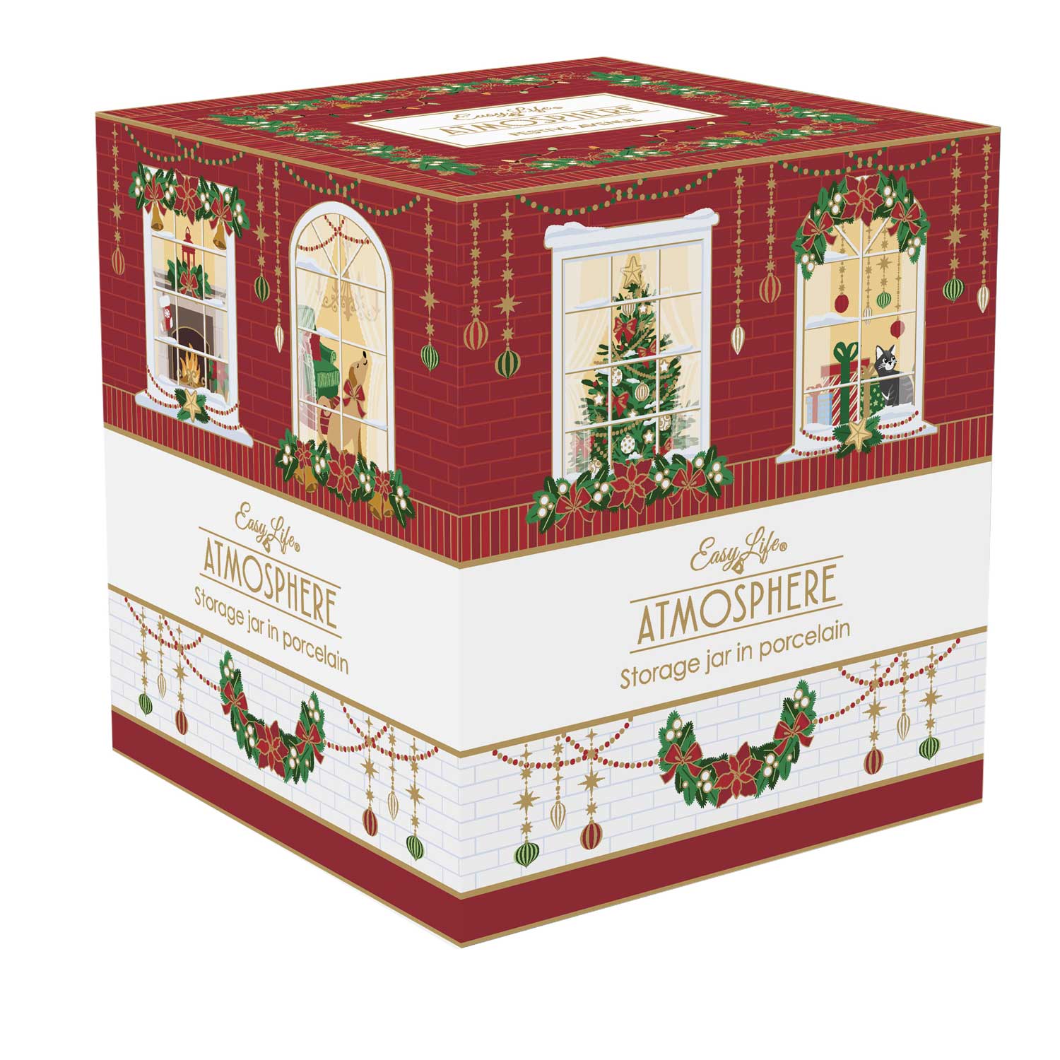 Karácsonyi porcelán nagy keksztároló 11,5x18 cm díszdobozban Festive Avenue