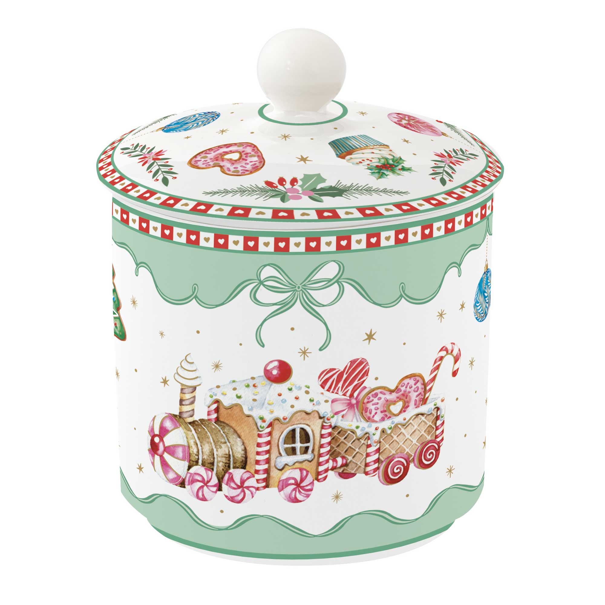 Karácsonyi Porcelán keksztároló Ø 10,5x13 cm díszdobozban Sweet Christmas