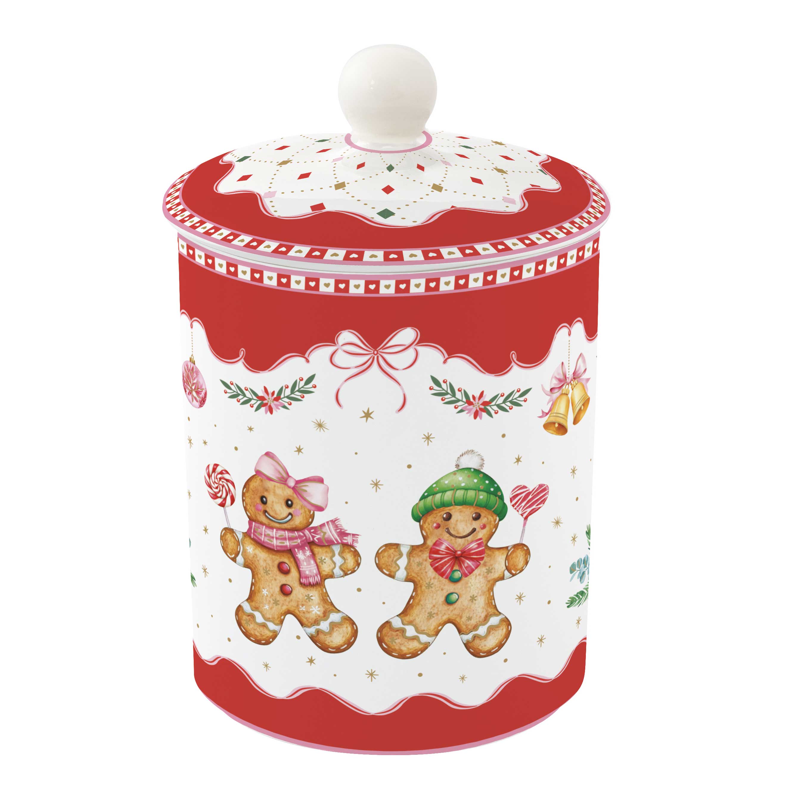 Karácsonyi Porcelán nagy keksztároló Ø 11,5x18 cm díszdobozban Sweet Christmas