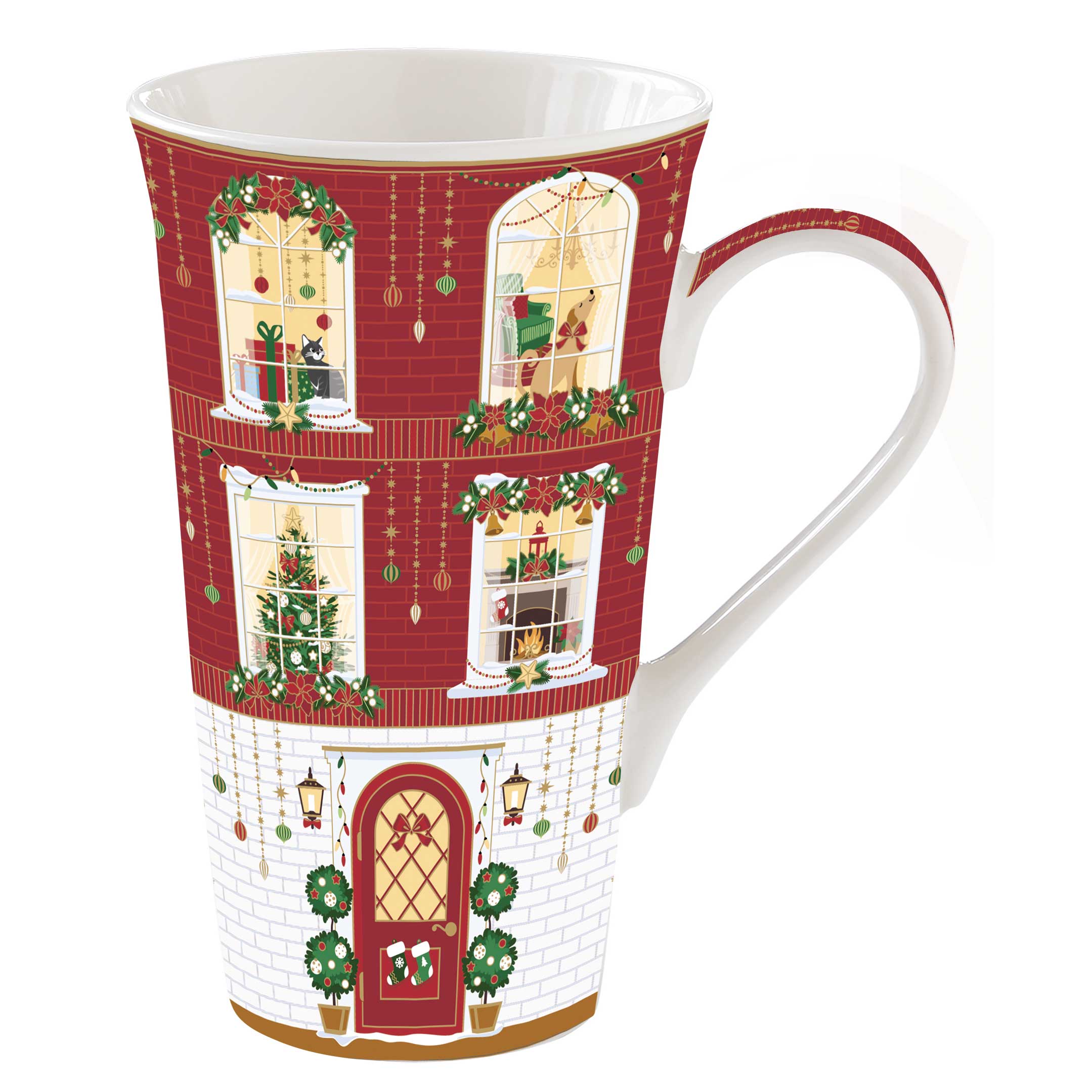 Karácsonyi porcelán nagy bögre 600 ml díszdobozban Festive Avenue