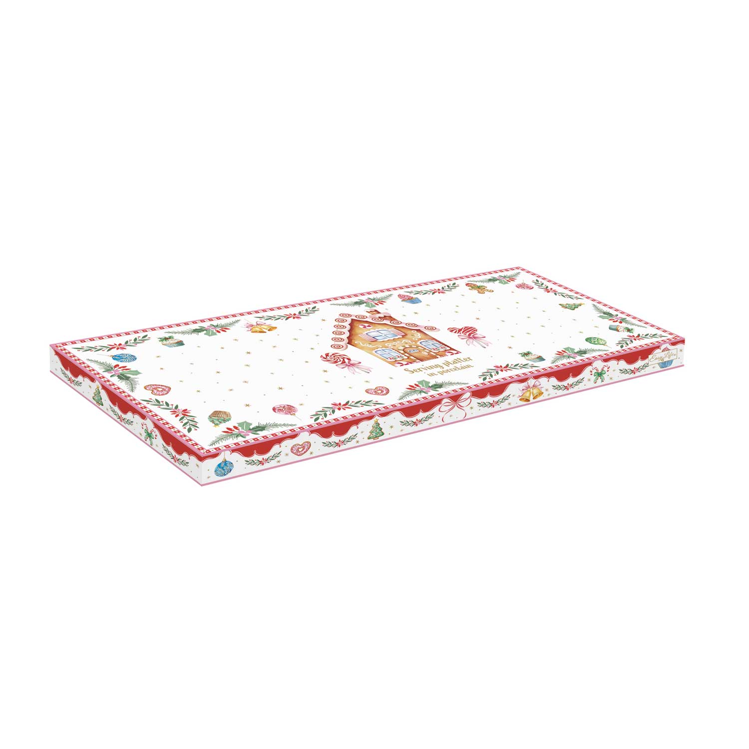 Karácsonyi Porcelán mézeskalács baba mintás kínáló tál díszdobozban Sweet Christmas