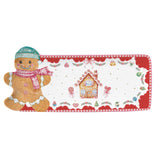 Karácsonyi Porcelán mézeskalács baba mintás kínáló tál díszdobozban Sweet Christmas