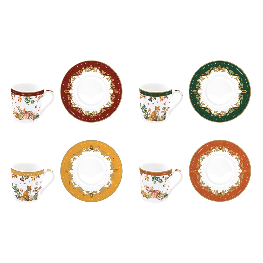 Forest Dream 4 személyes porcelán eszpresszócsésze szett 100 ml díszdobozban