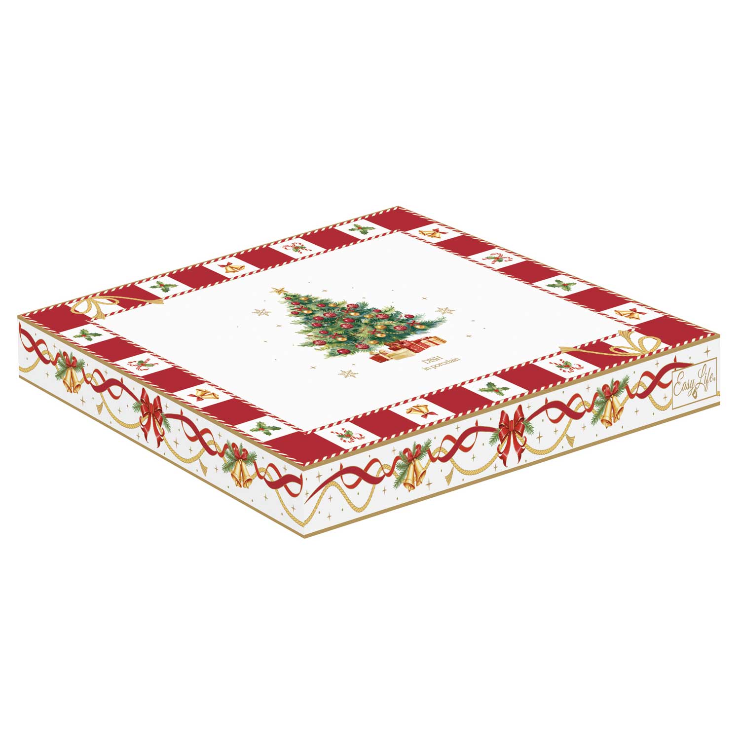 Karácsonyi porcelán fenyőfa alakú kínáló tál díszdobozban Christmas Tale 20,5x25,5 cm