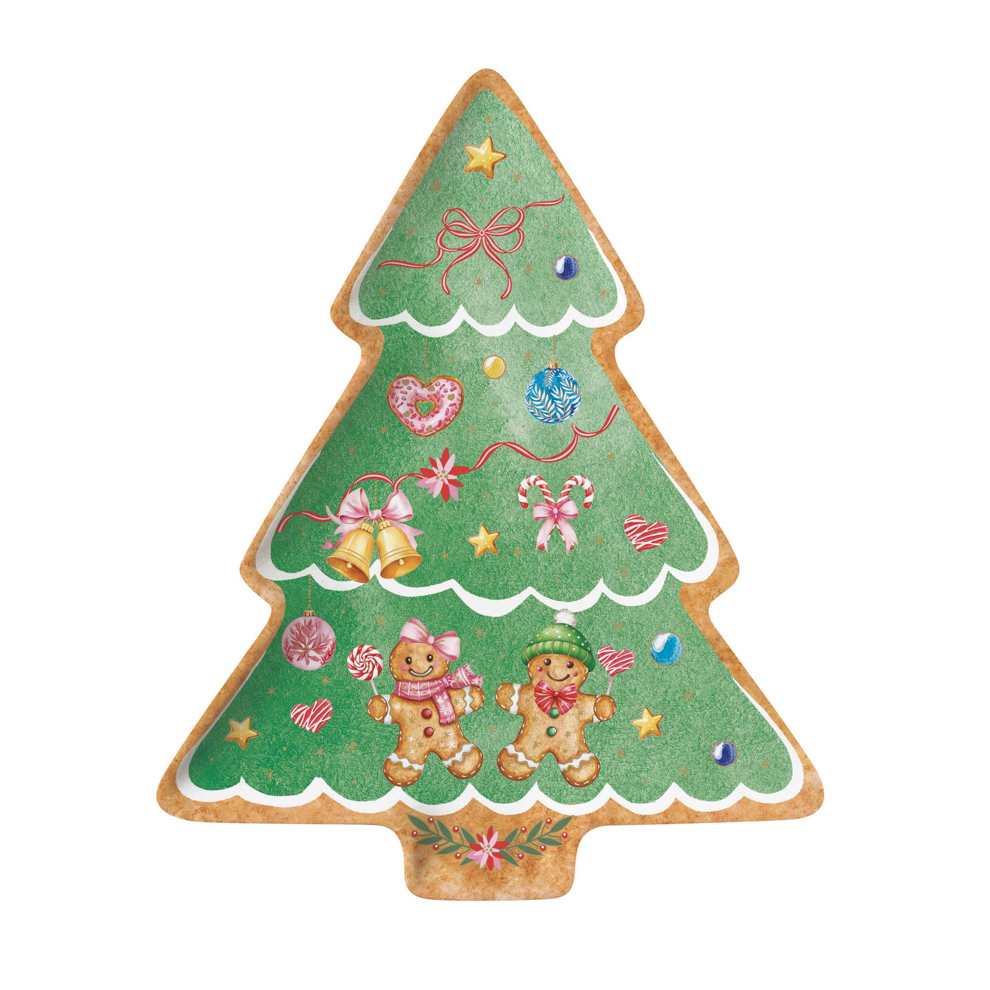 Karácsonyi Porcelán mézeskalács fenyőfa alakú kínáló tál díszdobozban Sweet Christmas