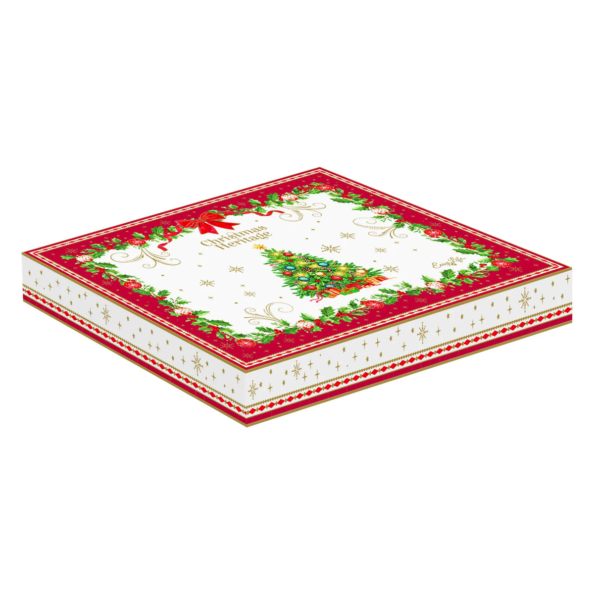 Karácsonyi porcelán fenyő alakú tálca díszdobozban Christmas Heritage