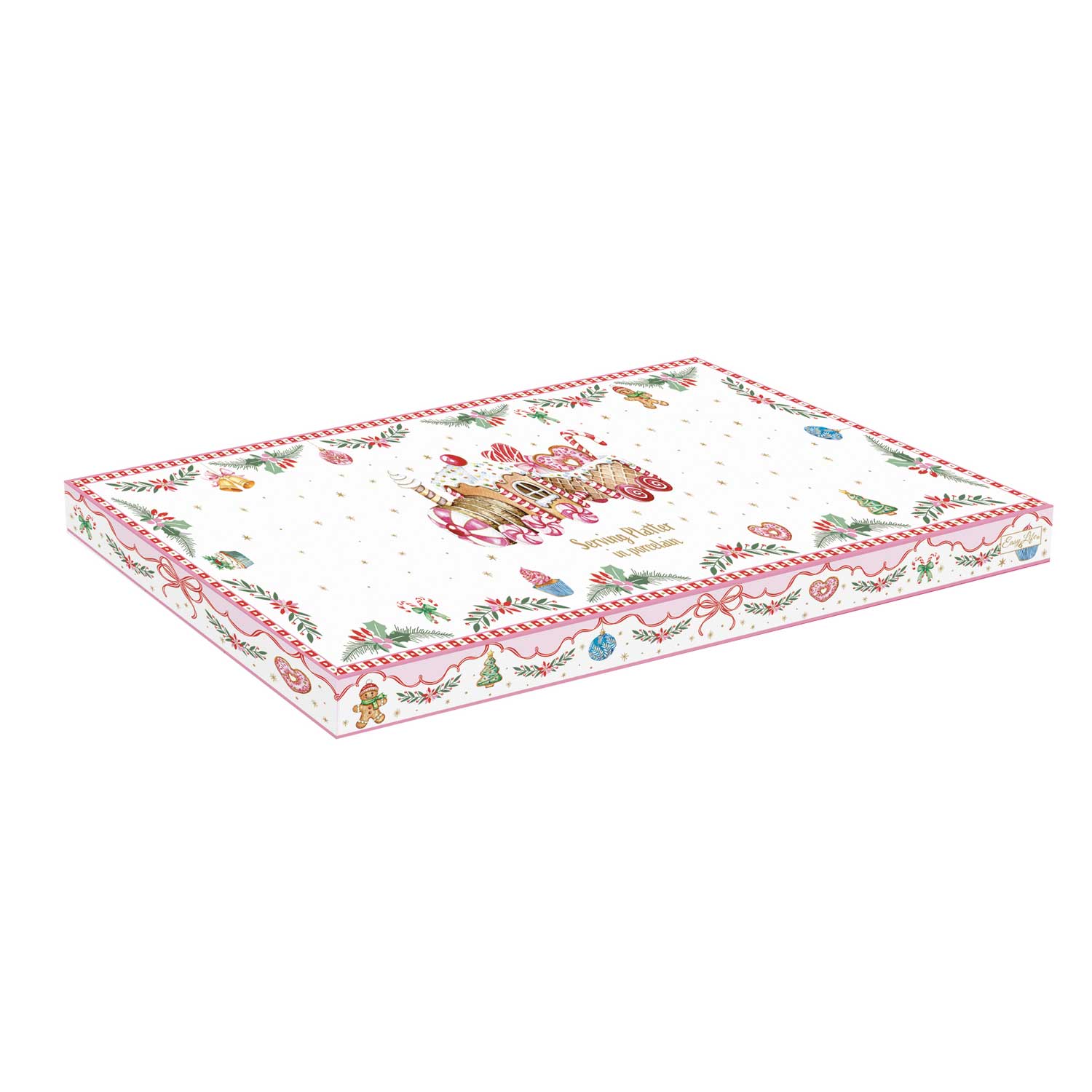 Karácsonyi Porcelán mézeskalács vonat kínáló tál díszdobozban Sweet Christmas