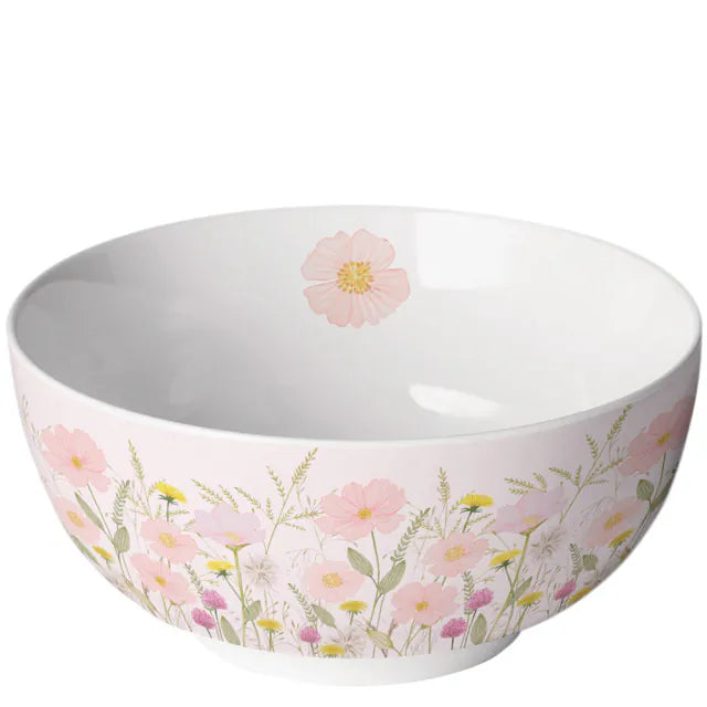 Virágos porcelán müzlis tálka 6,5x14 cm Pastel flowers pink