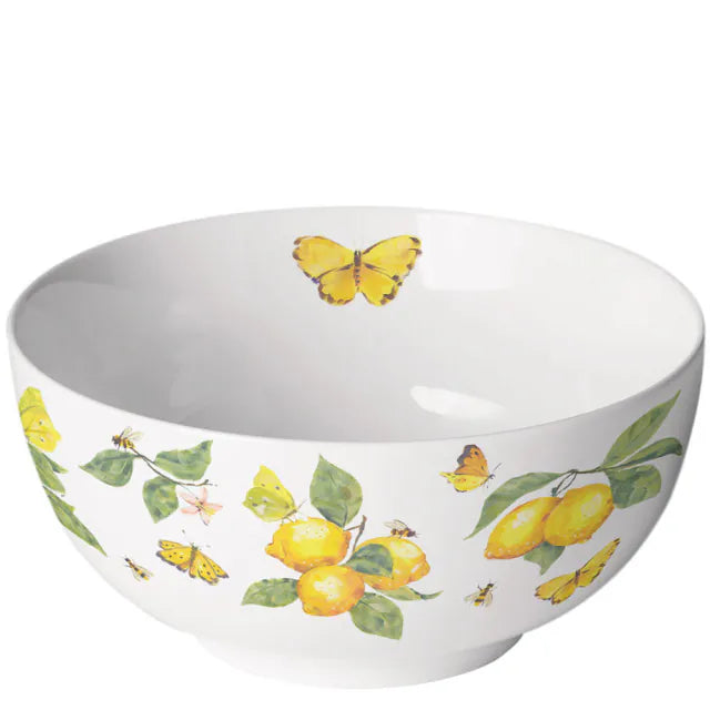Porcelán müzlis tál 6,5x14 cm citrom mintás Fresh lemons white