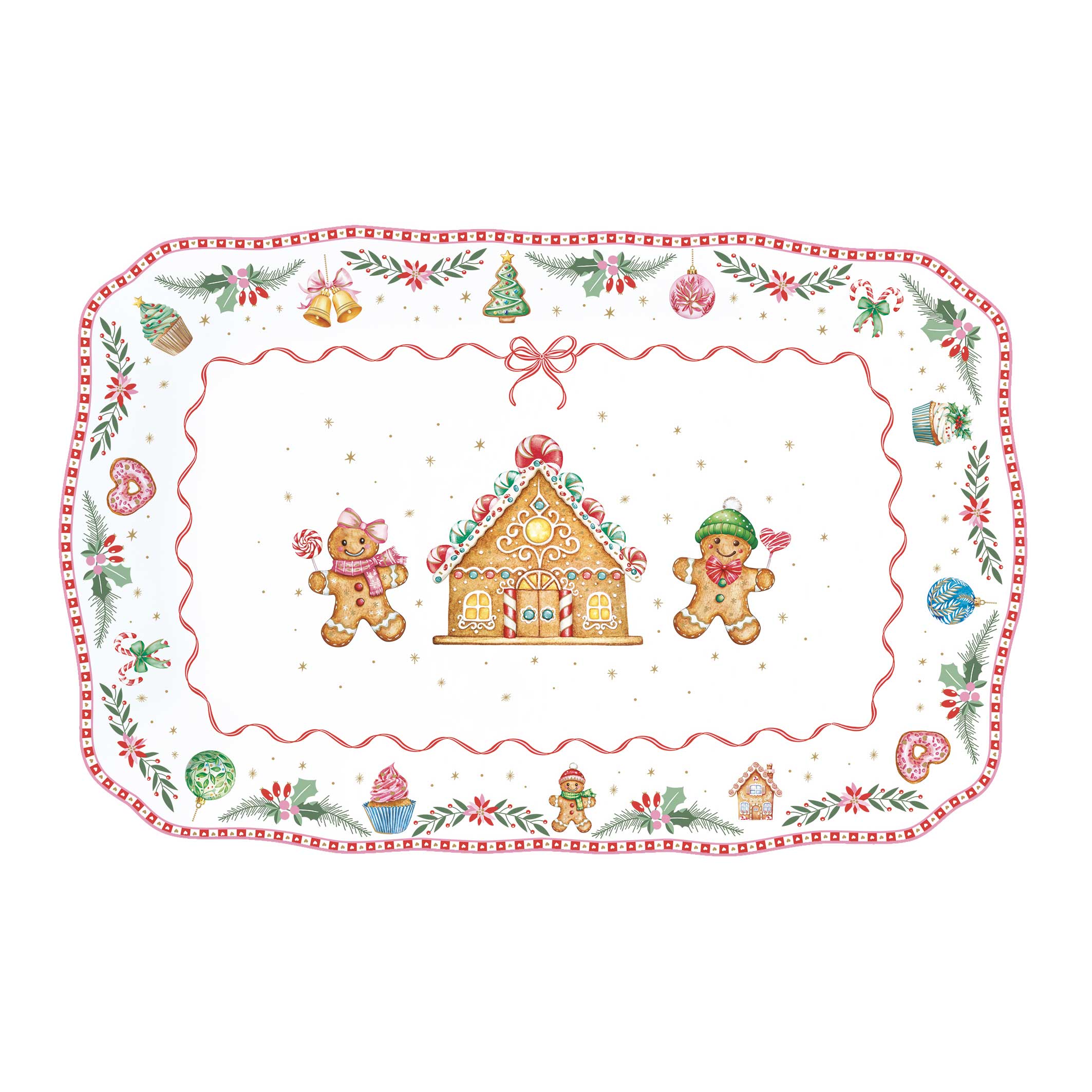 Karácsonyi Porcelán mézeskalács kínáló tál díszdobozban Sweet Christmas