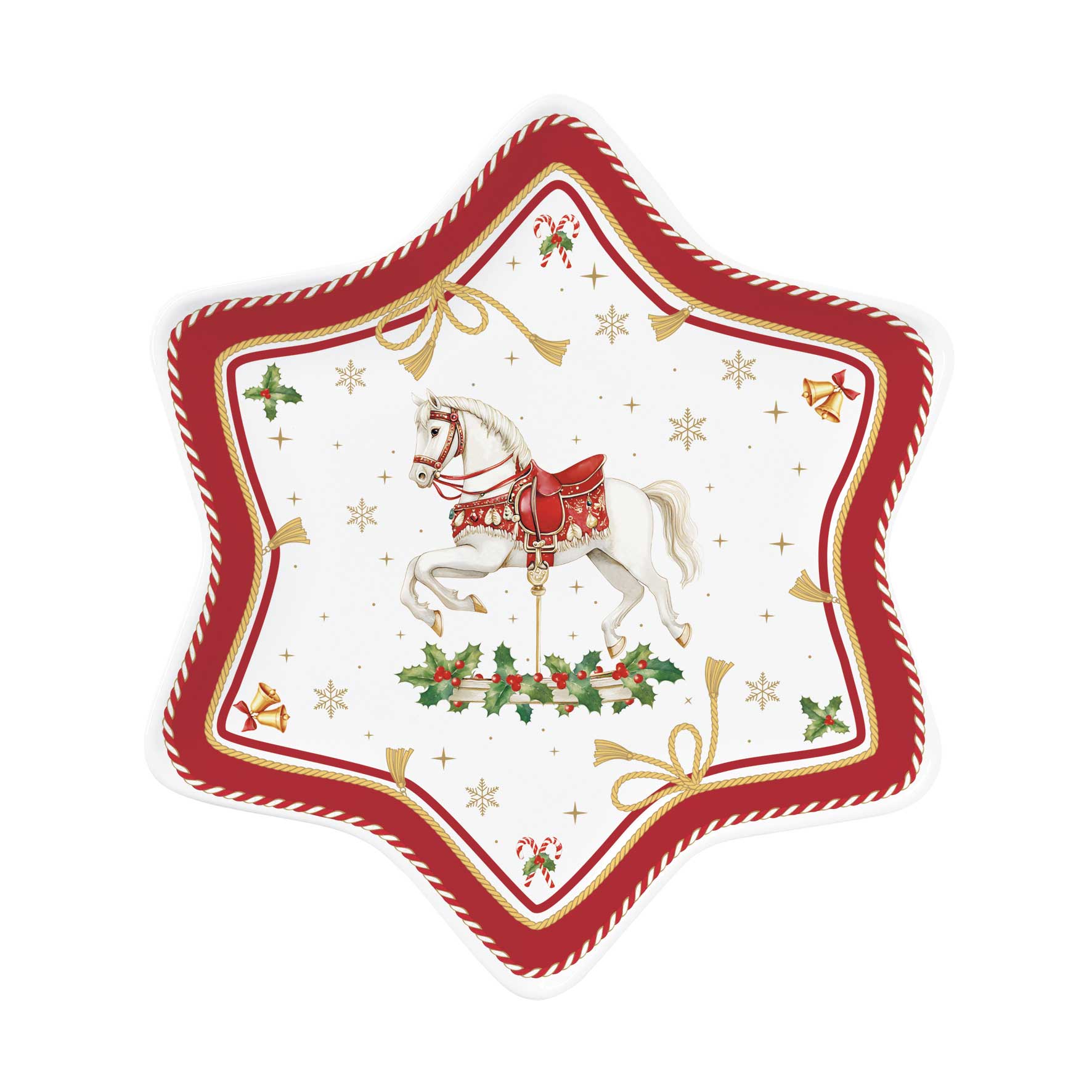 Karácsonyi porcelán csillag tányér díszdobozban Christmas Tale