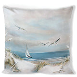 Nyári párnahuzat 40x40 cm pamut vitorlás és sirály mintával Sailing at sea
