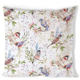 Tavaszi Virágos–madaras pamut párnahuzat 40x40 cm Busy birds