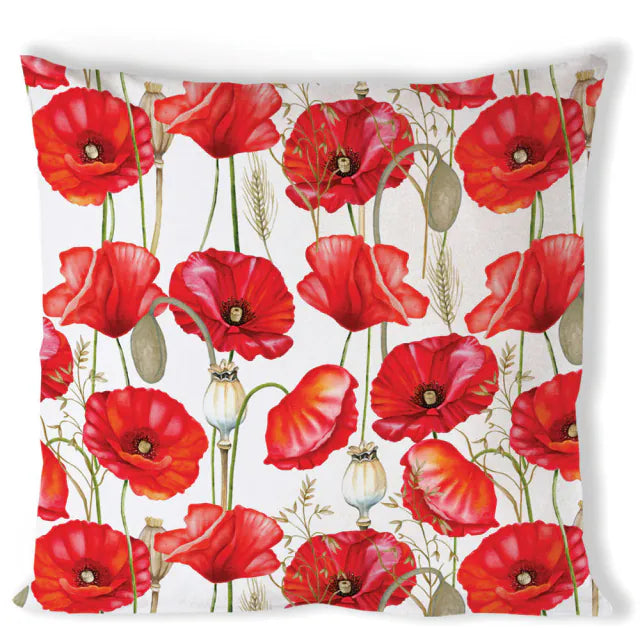 Pipacs virágos párnahuzat 40x40 cm pamut Poppy all over