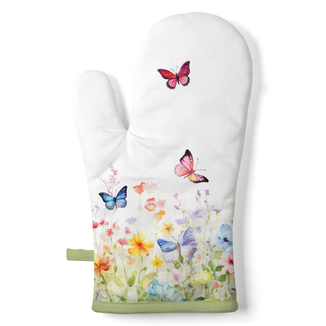 Pillangós pamut edényfogó kesztyű 18x30 cm Butterflies in field