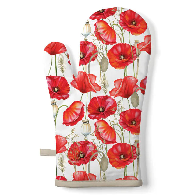 Pipacs virágos edényfogó kesztyű 18x30 cm pamut Poppy all over
