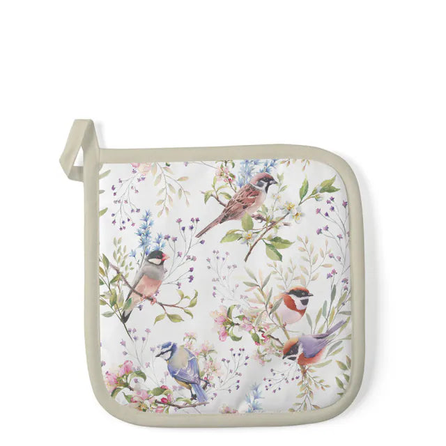 Tavaszi Virágos–madaras pamut edényalátét 20x20 cm Busy birds