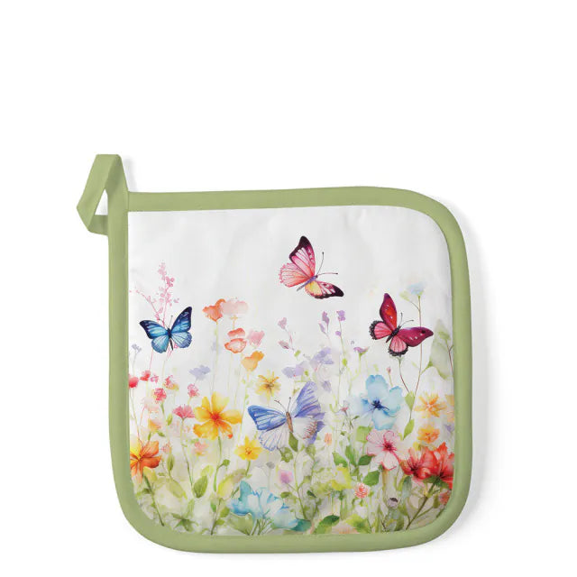 Pillangós pamut edényalátét 20x20 cm Butterflies in field