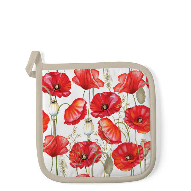 Pipacs virágos edényalátét 20x20 cm pamut Poppy all over