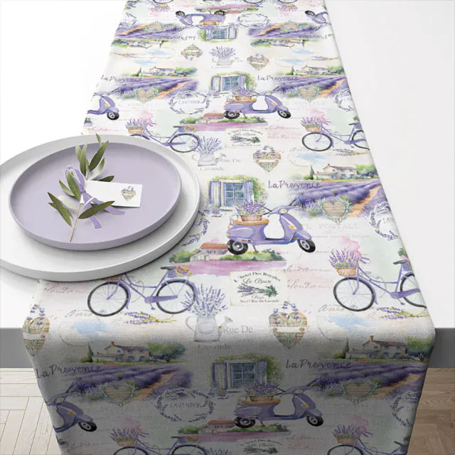 Asztali futó 40x150 cm 100% pamut levendulás Provence mintával