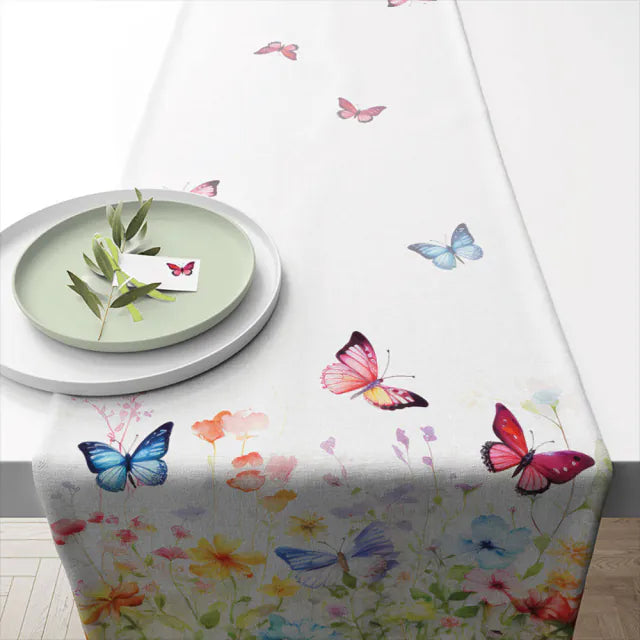Pillangós pamut asztali futó 40x150 cm Butterflies in field