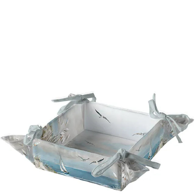 Nyári kenyérkosár 20x20x7 cm pamut vitorlás és sirály mintával Sailing at sea