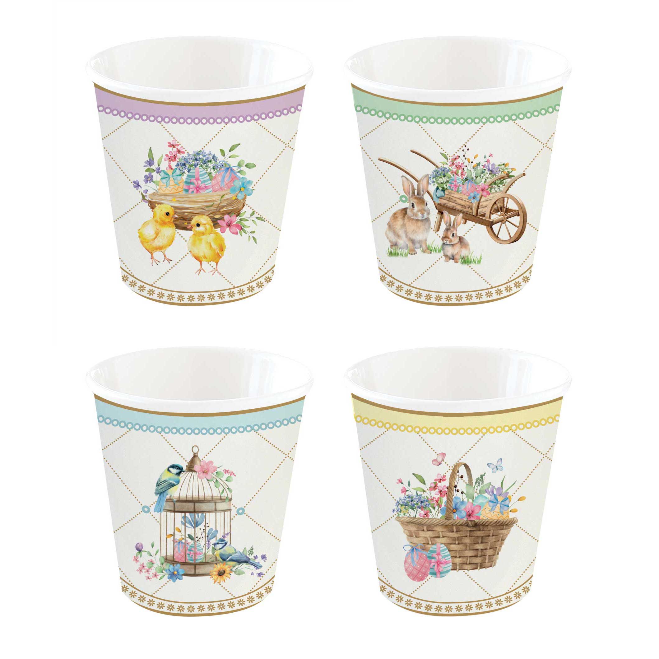 Spring Bloom húsvéti porcelán eszpresszó kávés pohár 4 személyes szett díszdobozban