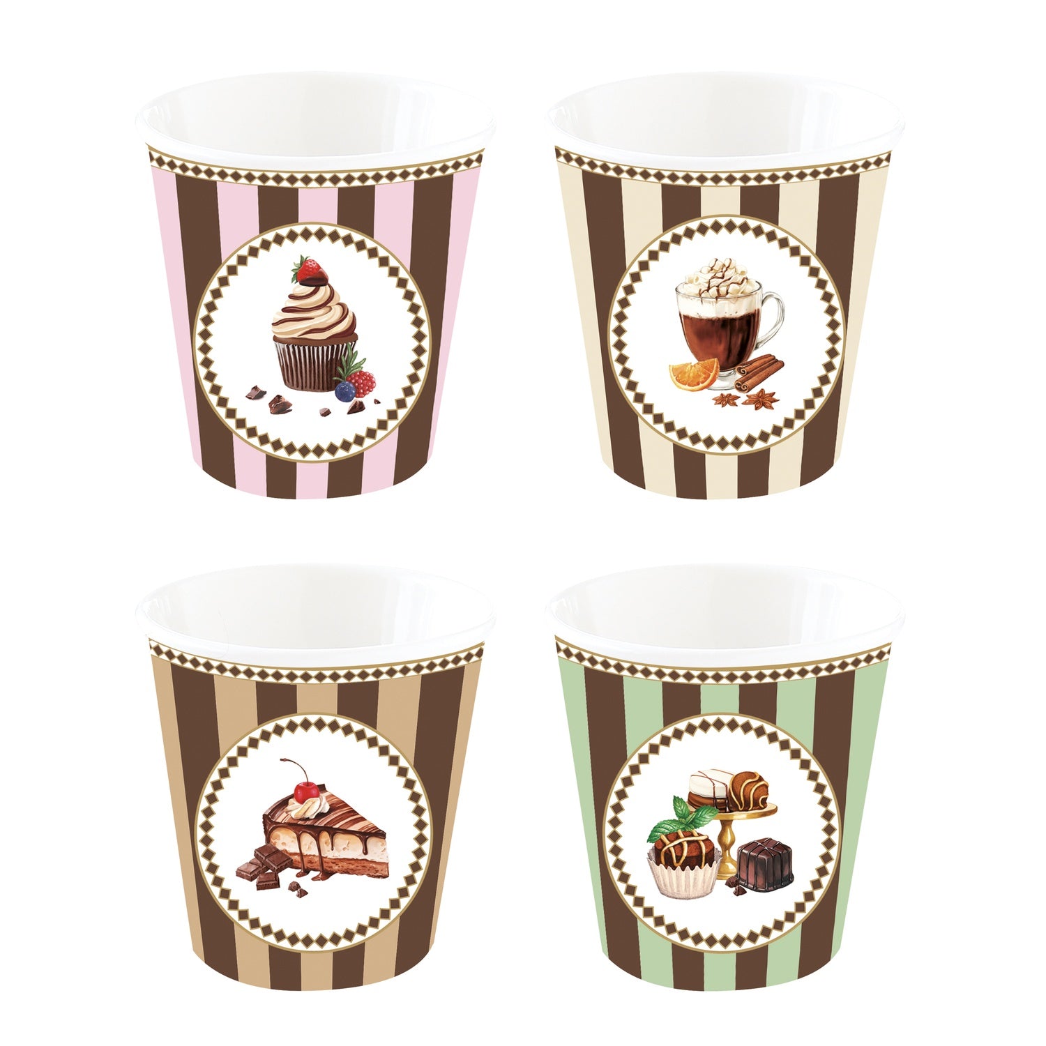 Porcelán eszpresszó kávés pohár 4 személyes szett díszdobozban Sweet Moments