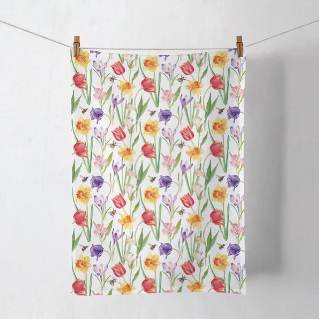 Virágos konyharuha 50x70 cm 100% pamut tavaszi mező mintával