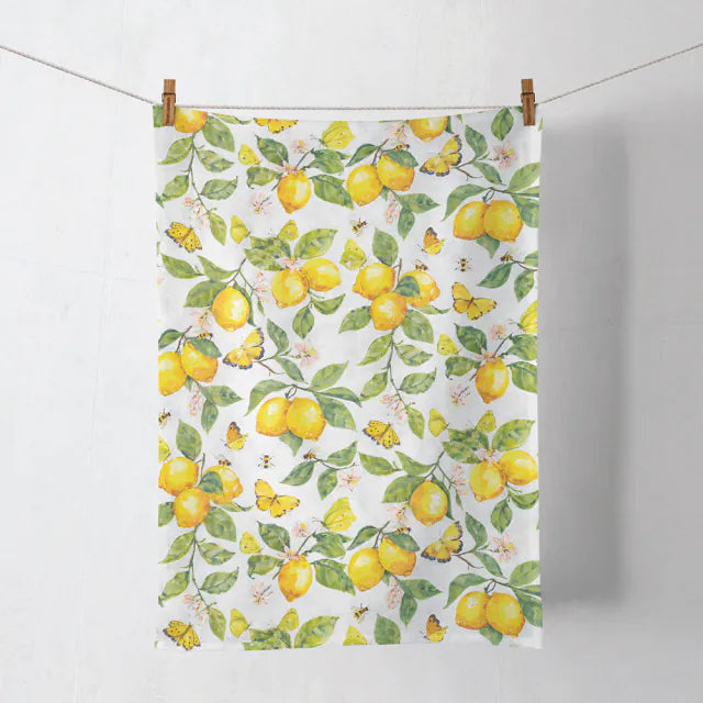 konyharuha 50x70 cm pamut citrom mintás Fresh lemons white