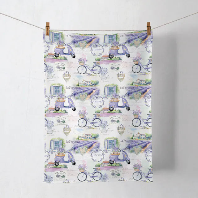 Konyharuha 50x70 cm 100% pamut levendulás Provence mintával