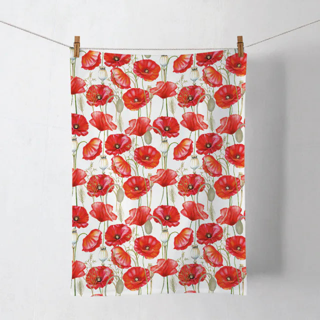 Pipacs virágos konyharuha 50x70 cm pamut Poppy all over