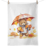 Őszi konyharuha 50x70 cm 100% pamut maci esernyővel