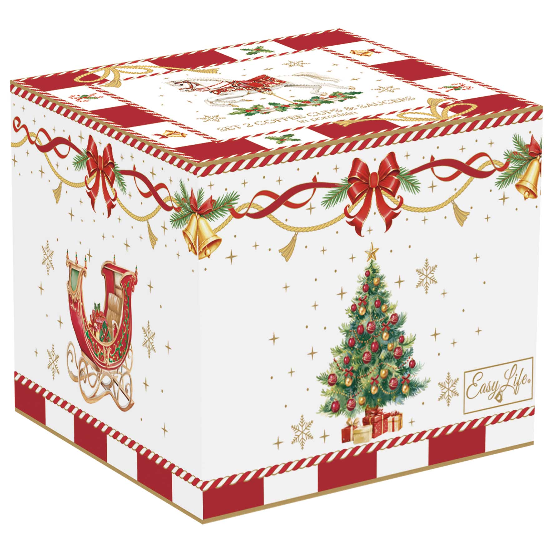 Karácsonyi porcelán eszpresszó kávés csésze aljjal 2 személyes díszdobozban Christmas Tale