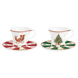 Karácsonyi porcelán eszpresszó kávés csésze aljjal 2 személyes díszdobozban Christmas Tale
