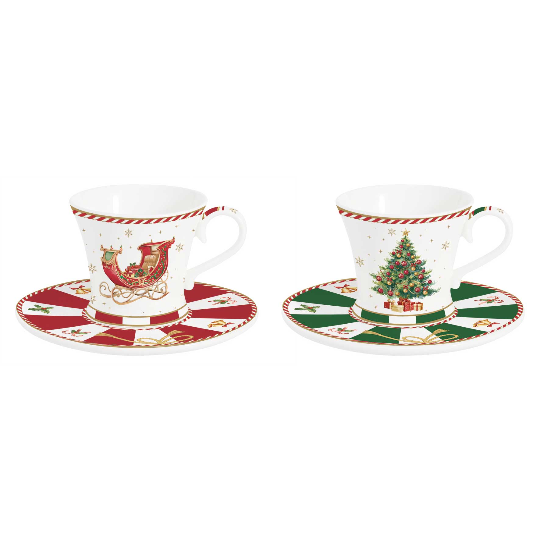 Karácsonyi porcelán eszpresszó kávés csésze aljjal 2 személyes díszdobozban Christmas Tale