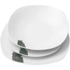 18 részes fehér porcelán étkészlet matt zöld dekorral