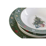 Tányér, étkészlet 18 részes karácsonyi porcelán étkészlet fenyőfás