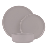 18 részes matt taupe szürkésbarna stoneware kerámia étkészlet