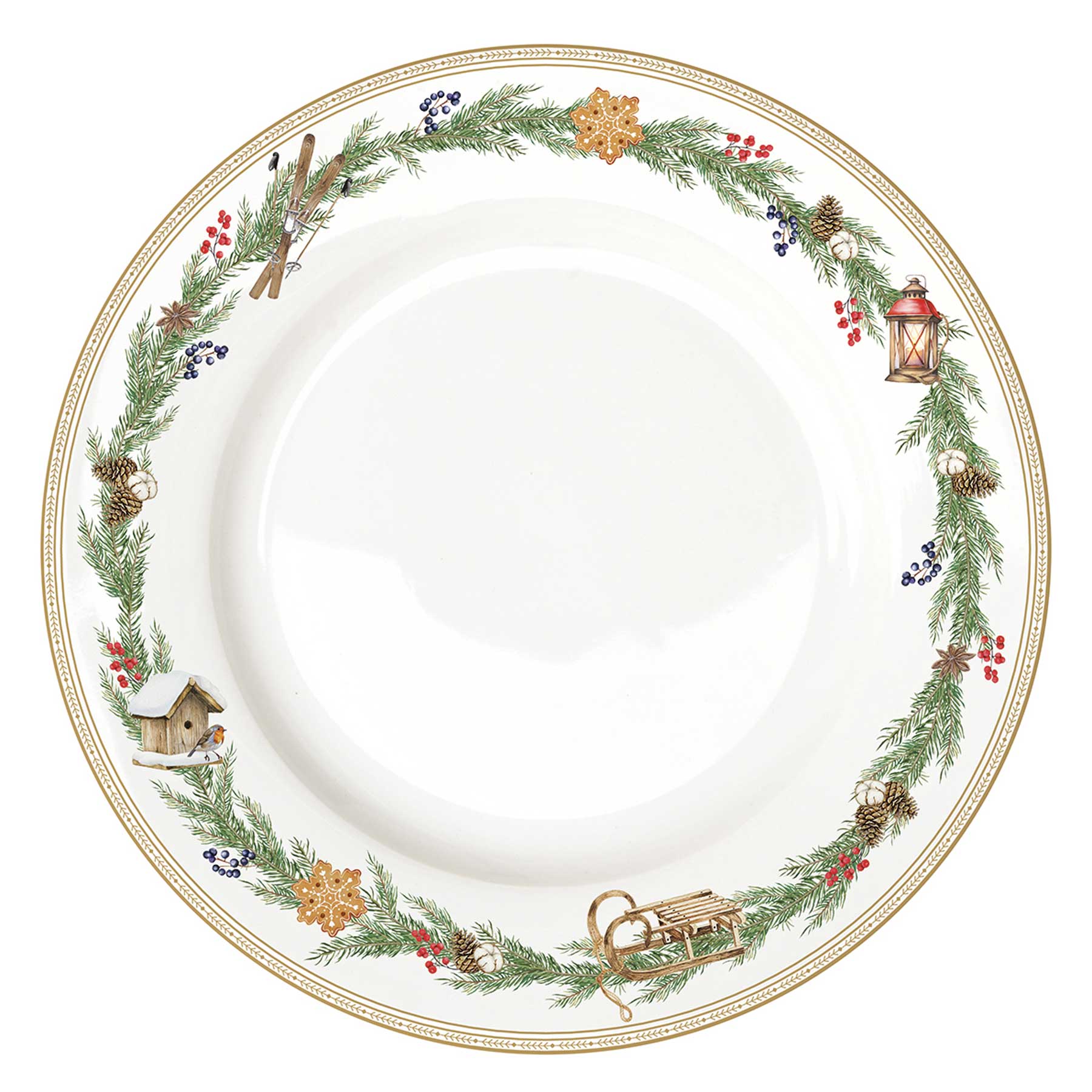 Tányér, étkészlet 18 részes porcelán karácsonyi étkészlet szarvasos White Forest