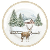 Tányér, étkészlet 18 részes porcelán karácsonyi étkészlet szarvasos White Forest