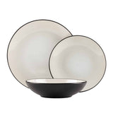 18 részes stoneware kerámia étkészlet matt kém Sahara Collection fekete szegéllyel