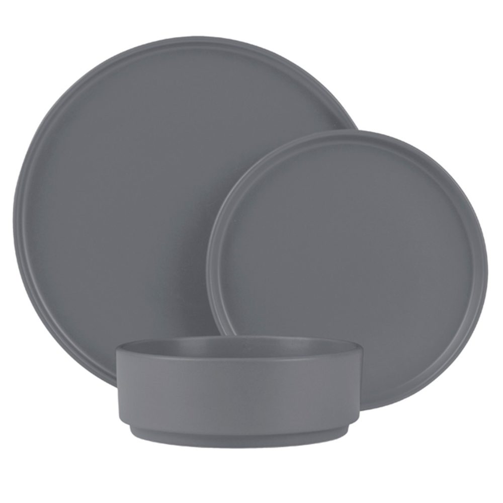 18 részes stoneware kerámia étkészlet matt szürke Aspen
