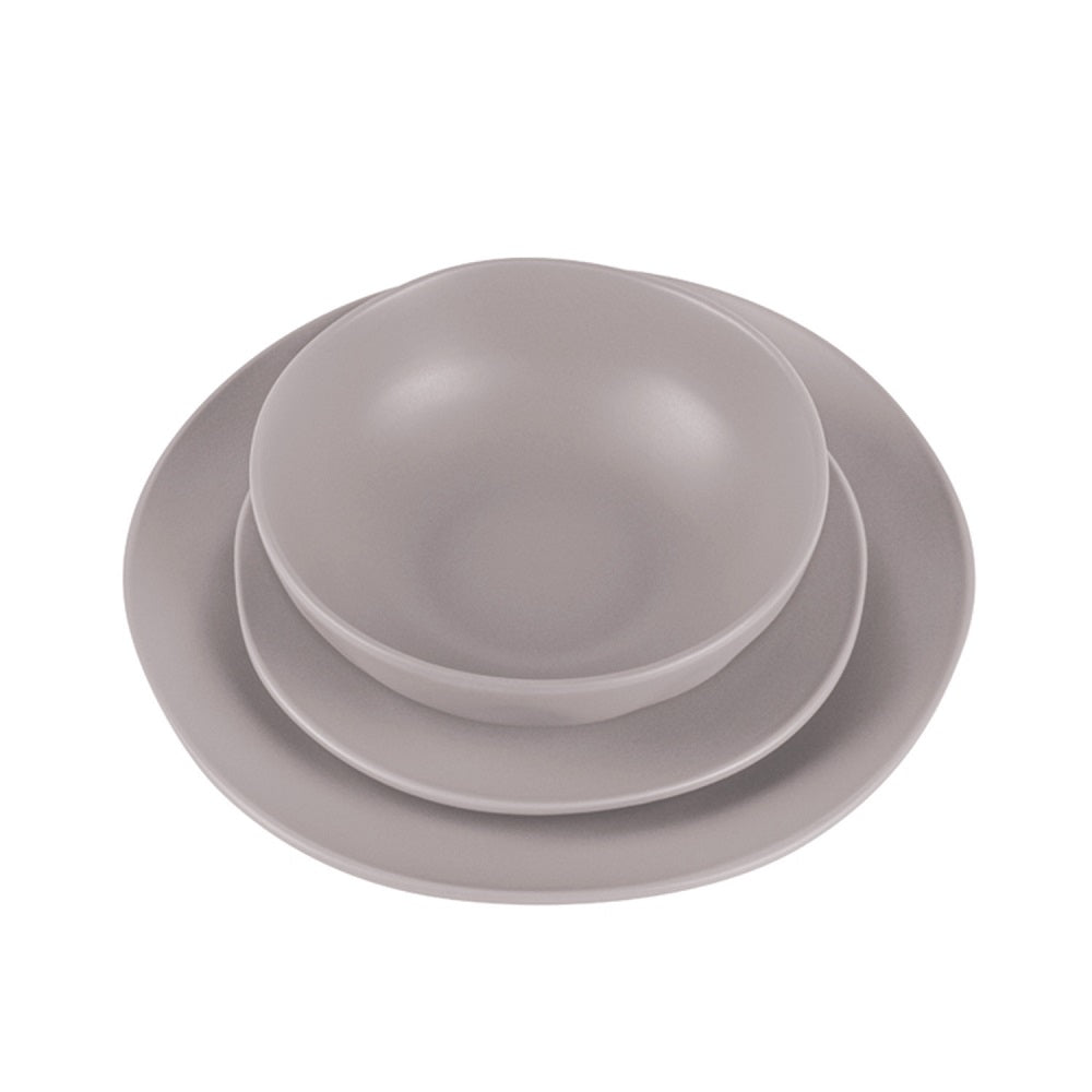18 részes taupe szürkésbarna stoneware kerámia étkészlet