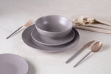 18 részes taupe szürkésbarna stoneware kerámia étkészlet