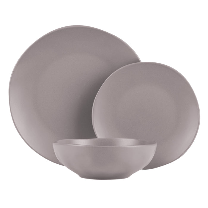 18 részes taupe szürkésbarna stoneware kerámia étkészlet