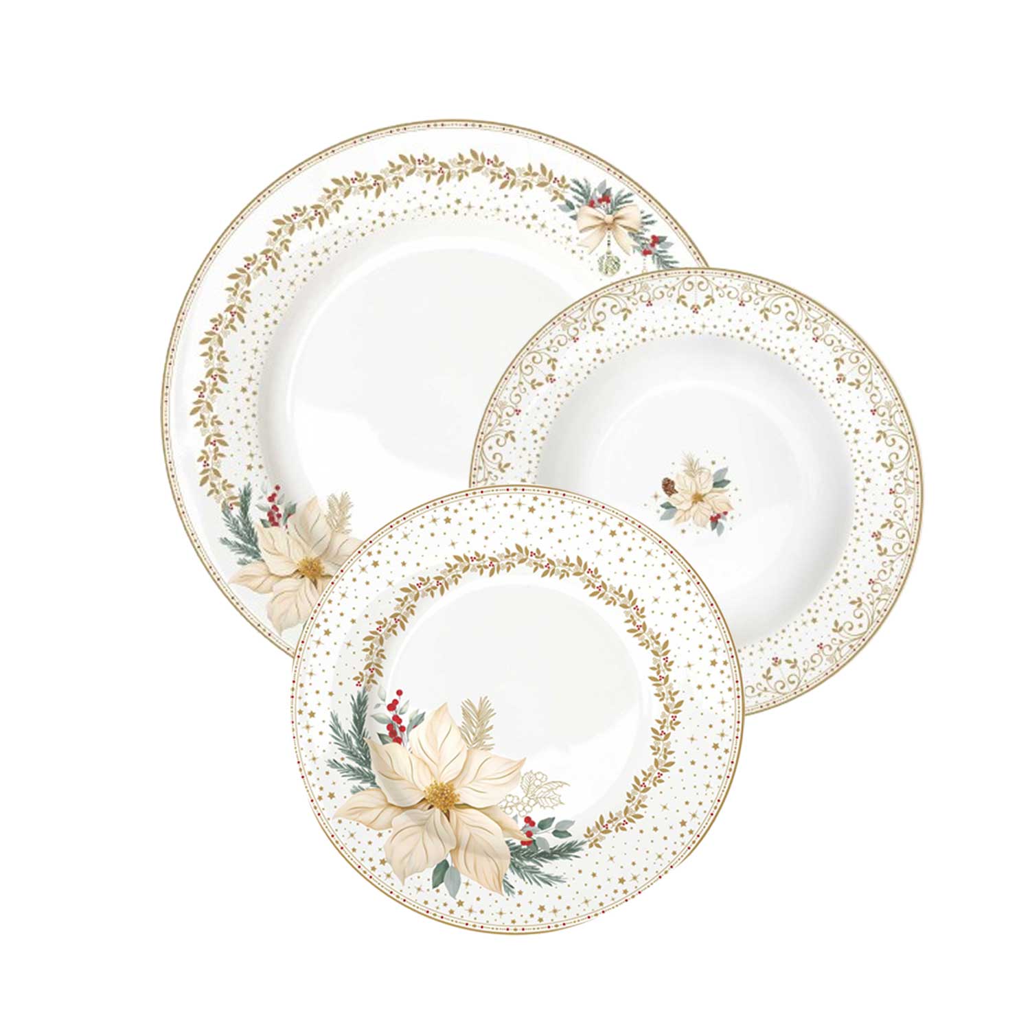 Karácsonyi porcelán étkészlet 18 részes White Elegance